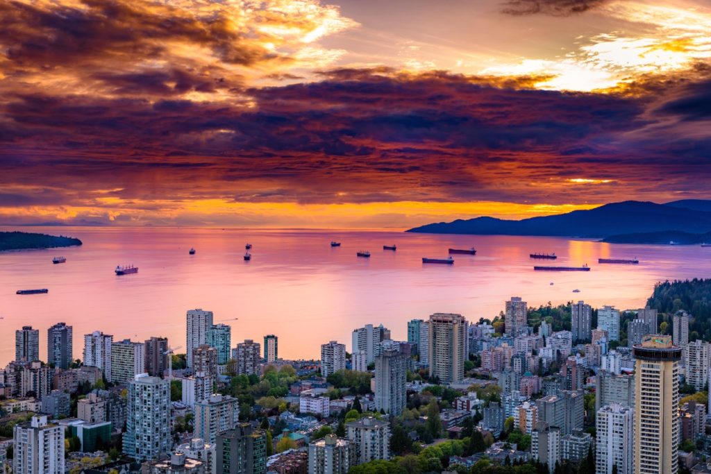 západ slunce ve Vancouveru