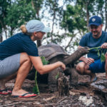 Krmení želv během výletu Zanzibaru