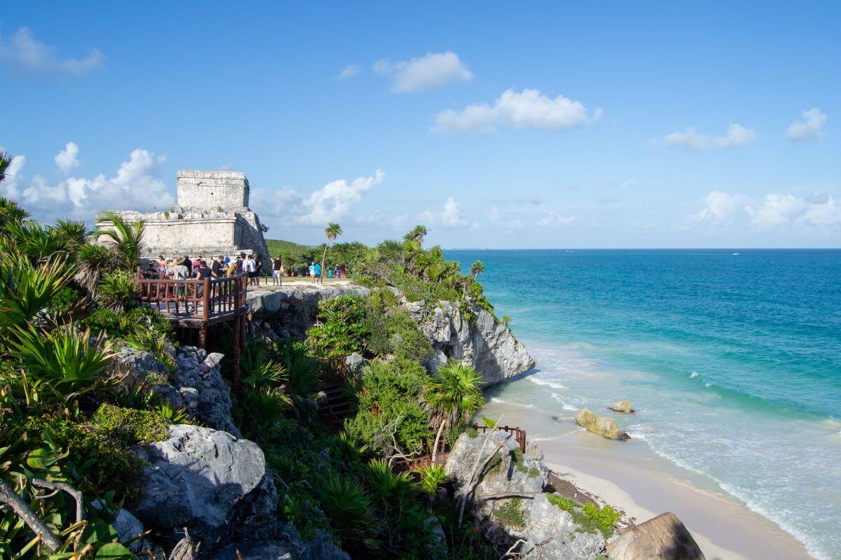 Ruiny v Tulum dovolená v Mexiku