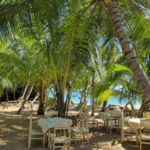 Zahradní restaurace v resortu na Srí Lance