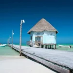 Ostrov Holbox molo u Karibského moře